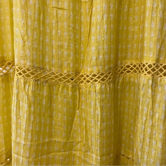 NWT Free People Midnight Dance Print Maxi in Canary Combo XS Tiered Crochet - Picture 8 of 15
